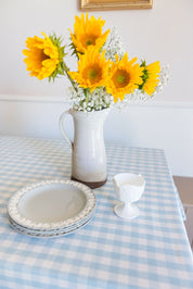 Blue Ruffled Gingham Tablecloth
