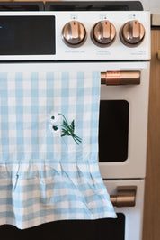 Blue Ruffled Gingham Dish Towel